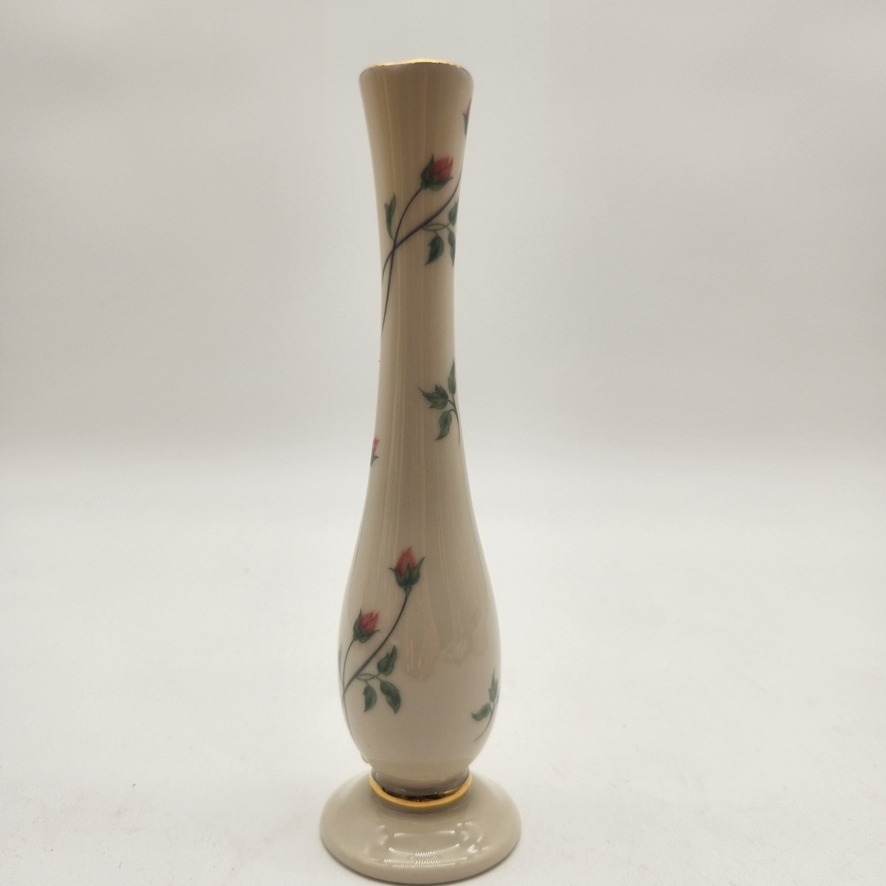 Lenox Vintage Rose Manor Bud Vase Ivory China Rosebuds 24K Gold Trim Pedestal US